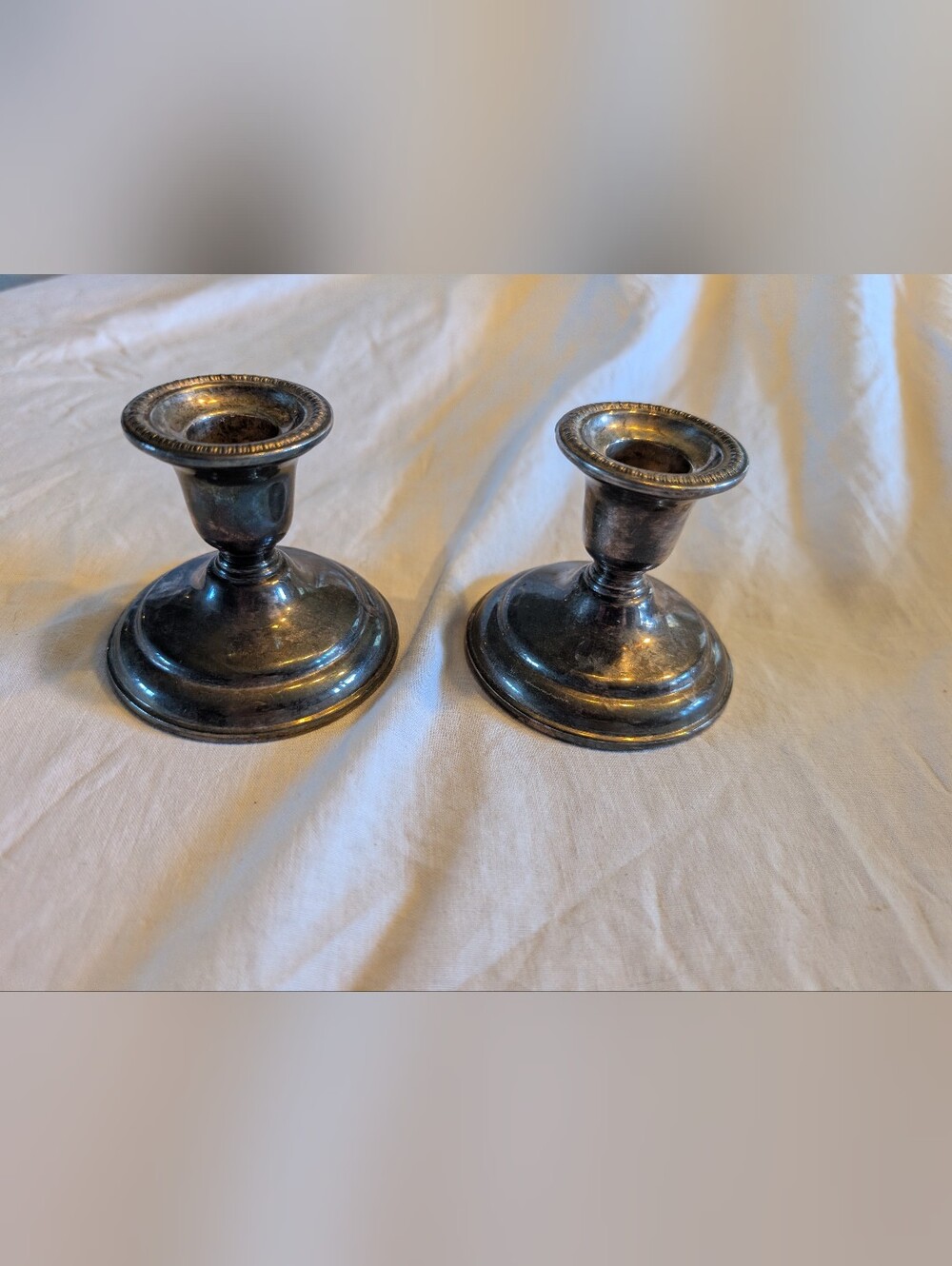 2/60$ Vintage Silver Candlestick Holders - Pair